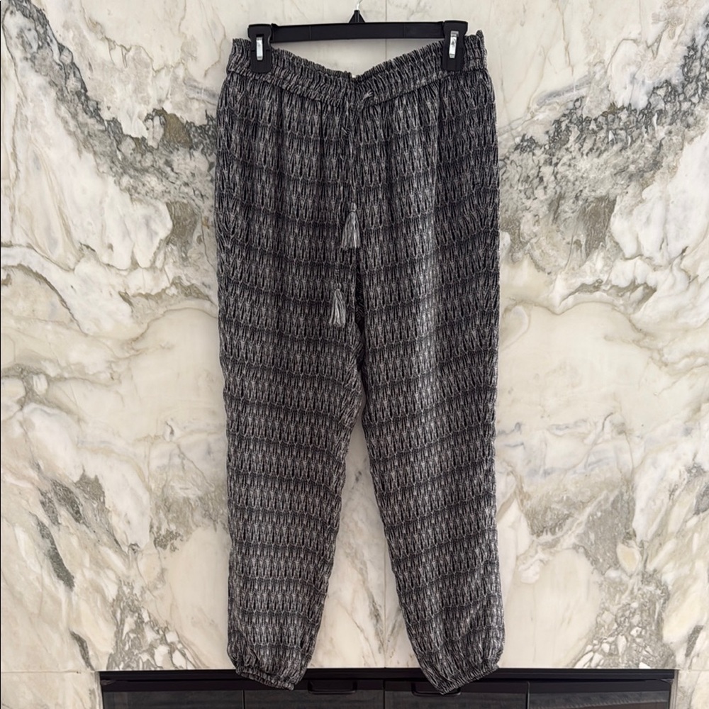Joie Black and Gray Jogger Silk pants  with Elastic Waistband